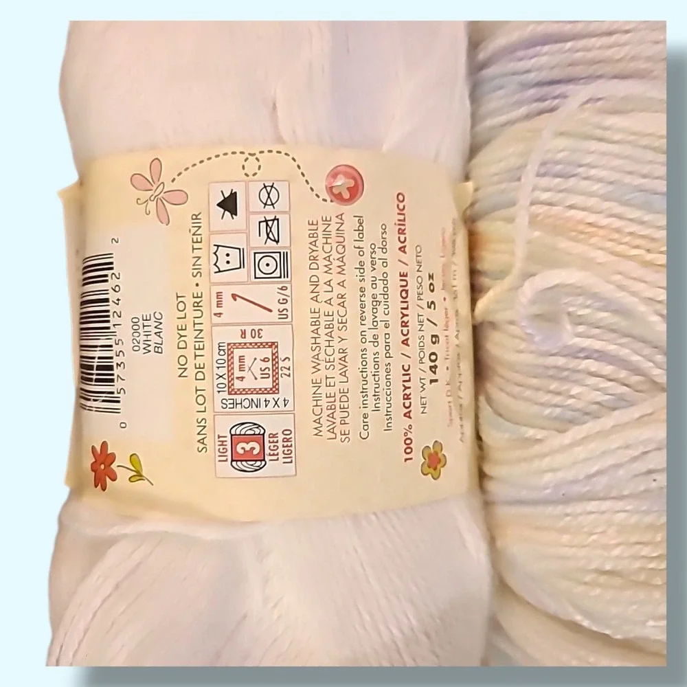 Mixed Baby Yarn Lot Pastel Acrylic 4 Skeins‎ Bernat Softee Baby + Assorted Soft